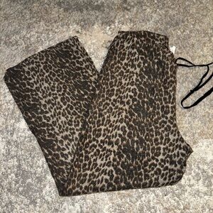 Ariella Animal Print Lounge Pants Women Brown Black Drawstring Stretch Regular